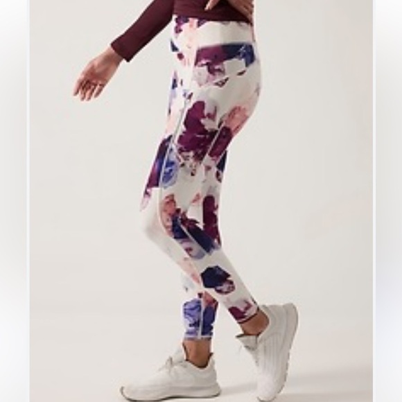 Athleta Floral Print High Rise Elation Yoga Workout‎ Leggings - Picture 1 of 8